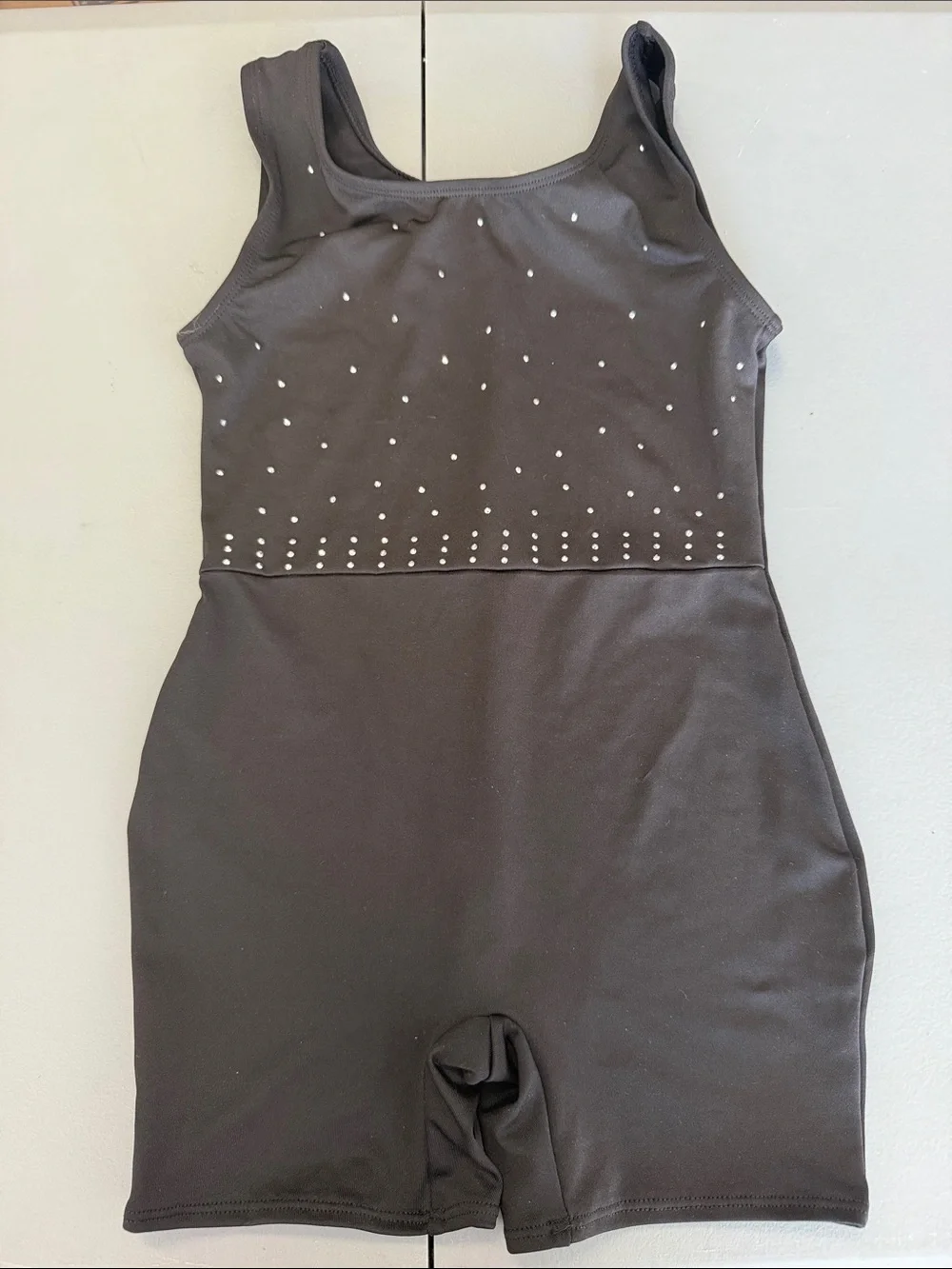 Danskin Black Girls Dance Unitard with Silver Stud Accents